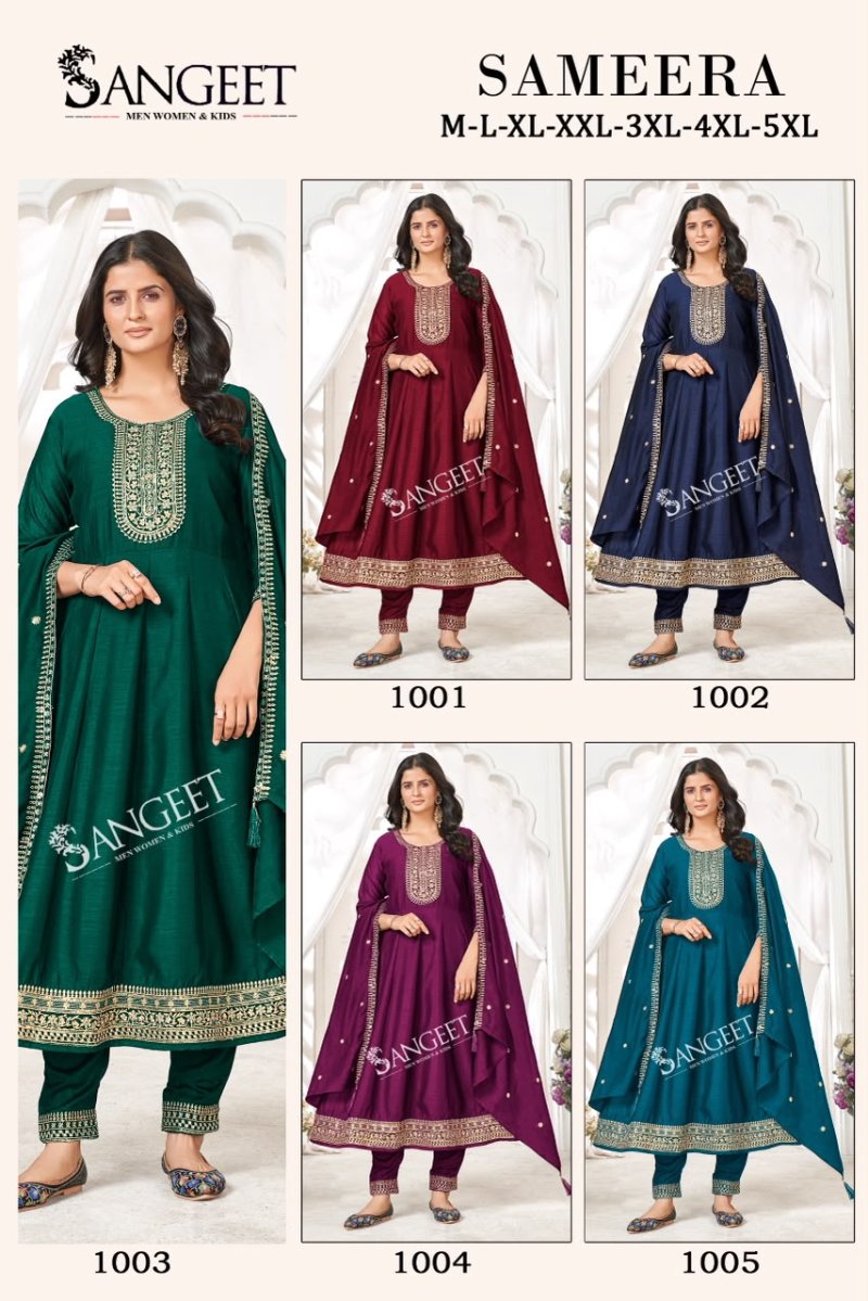 Sameera By Sangeet Vichitra Blooming Silk Kurti With Bottom Dupatta